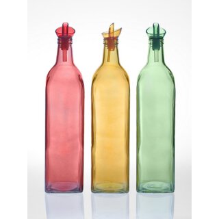 Herevin Farbige  Öl Flasche 1ltr Ölspender Essigspender ÖlBehälter Essigbehälter