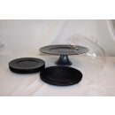 Akcam Torten Set mit sechs Teller black Tortenplatte