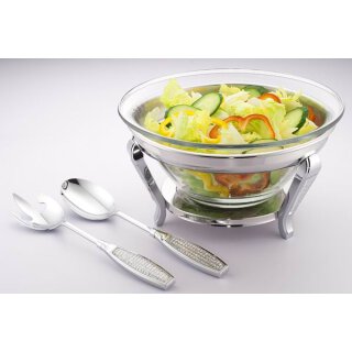 Salatschüssel Sossenschüssel Salat und Sauce Löffel und Gabel