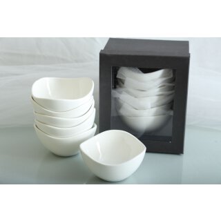 WaveDine: Set aus 6 stapelbaren weißen Schalen für elegante Tischpräsentation