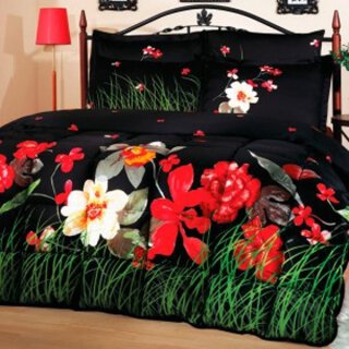 Özdilek Schlaf Set Bettwäsche Bettdecke  Bloom rot satin 1 person Bettbezug